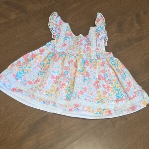 Tommy Bahama Floral Girls  Dress‎ with Lace Trim Size 4T Pink Floral